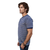 GIOVITTORI Classic Striped Cotton-Elastane T-Shirt, Round Neck, Short Sleeve, Navy/White
