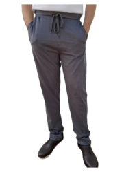 GIOVITTORI Men's Cotton Track Pants, Elastic Waistband, Zippered Pocket, Graphite