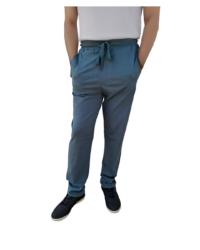 GIOVITTORI Men's Cotton Track Pants, Elastic Waistband, Zippered Pocket, Teal