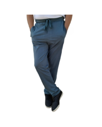 GIOVITTORI Men's Cotton Track Pants, Elastic Waistband, Zippered Pocket, Teal