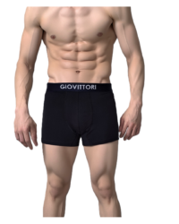 GIOVITTORI Men's Cotton Stretch Underwear Trunks, Elastic Waistband, Black