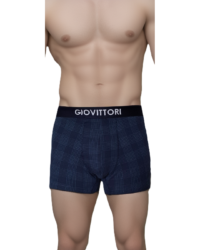 GIOVITTORI Men's Cotton Stretch Underwear Trunks, Elastic Waistband, Navy Printed