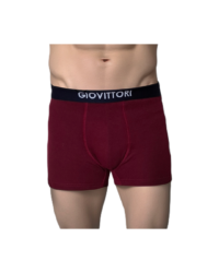 GIOVITTORI Men's Cotton Stretch Underwear Trunks, Elastic Waistband, Burgundy