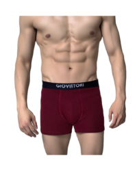 GIOVITTORI Men's Cotton Stretch Underwear Trunks, Elastic Waistband, Burgundy