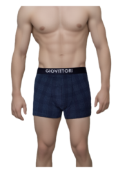 GIOVITTORI Men's Cotton Stretch Underwear Trunks, Elastic Waistband, Navy Printed