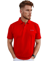 GIOVITTORI Men's 100% Cotton Collar T-Shirt, Short Sleeve, Red