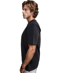 GIOVITTORI Cotton Round Neck Printed T-Shirt, Short Sleeve, Black