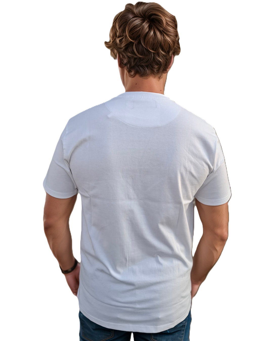 GIOVITTORI Cotton Round Neck Printed T-Shirt, Short Sleeve, White