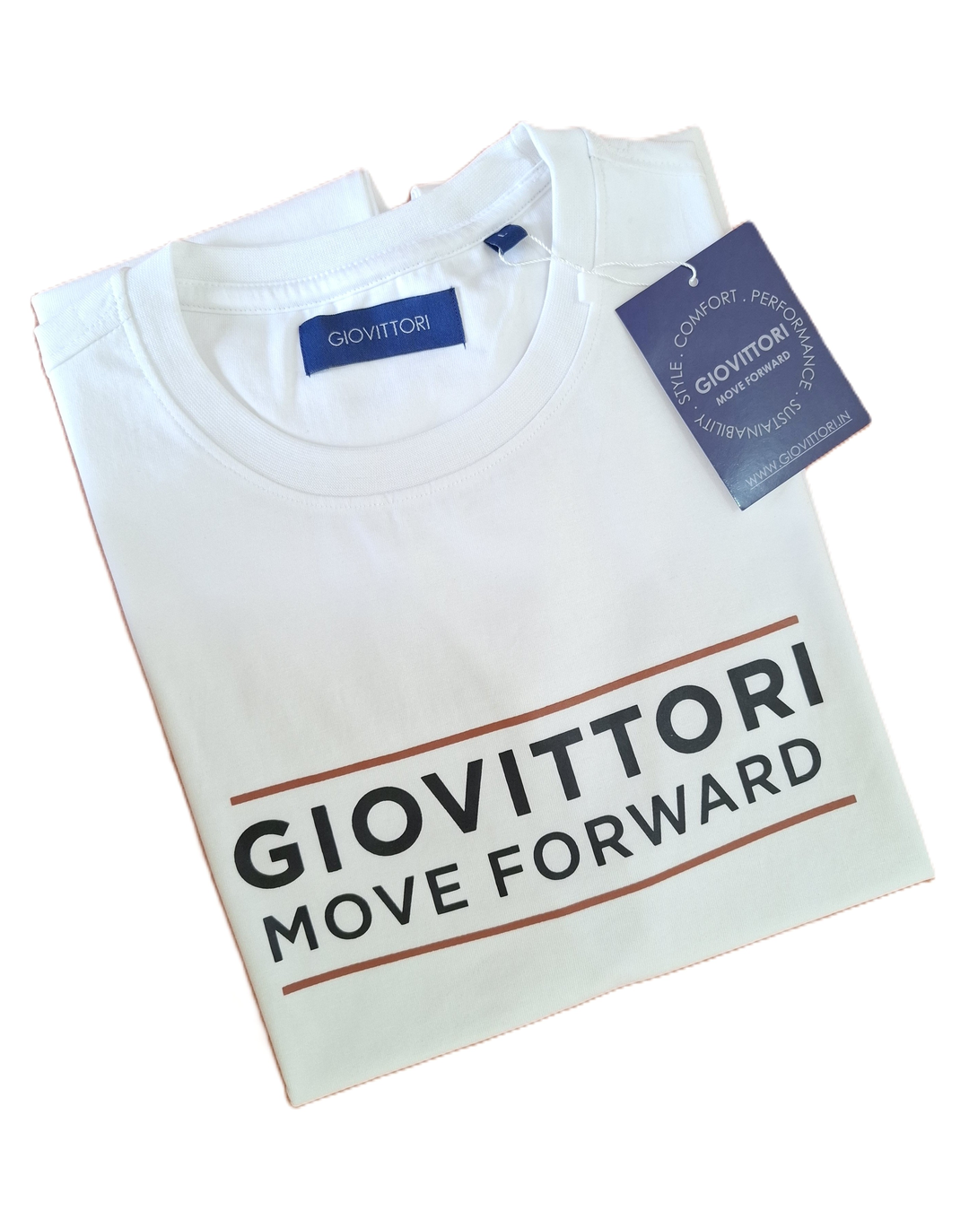 GIOVITTORI Cotton Round Neck Printed T-Shirt, Short Sleeve, White