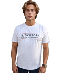 GIOVITTORI Cotton Round Neck Printed T-Shirt, Short Sleeve, White