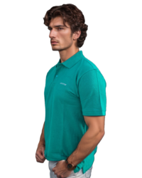 GIOVITTORI Men's 100% Cotton Collar T-Shirt, Short Sleeve, Aqua Green